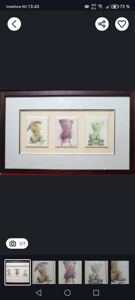 Tablou triptic francez, pictat manual si semnat
