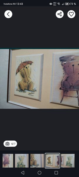 Tablou triptic francez, pictat manual si semnat