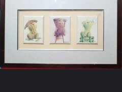 Tablou triptic francez, pictat manual si semnat