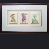 Tablou triptic francez, pictat manual si semnat